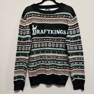 Festive Draft Kings Black and Green Men's Crewneck Sweater